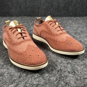 Cole Haan Grand.OS Shoes Womens Size 7 Pink Knit Wingtip Sneakers W11504